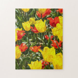 Rote und gelbe Tulissen Puzzle