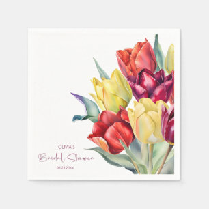 Rote und gelbe Tulpen Brautparty Serviette