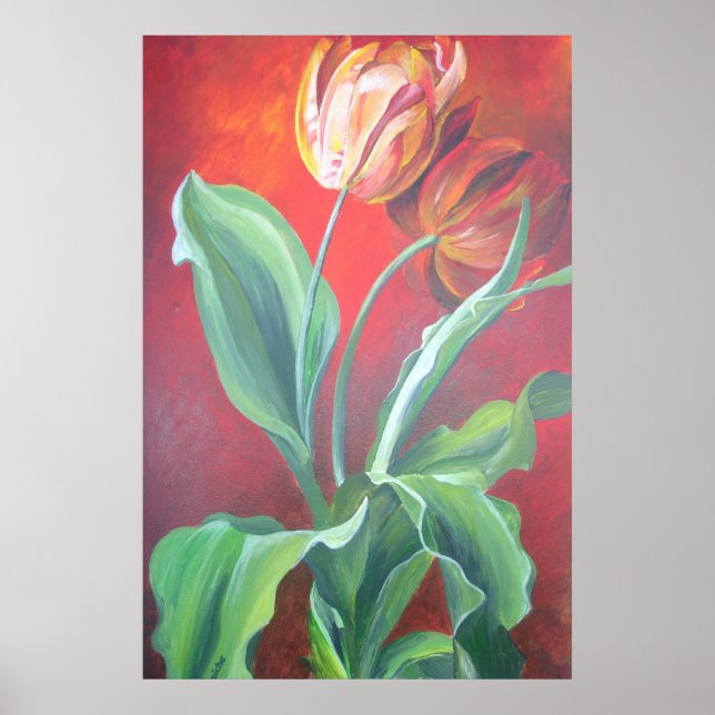 Rote und gelbe Tulpen Poster (Vorne)
