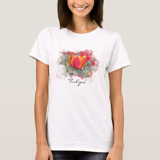 Rote und gelbe Tulpen T-Shirt (Vorderseite)
