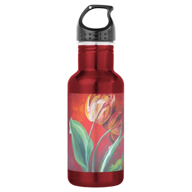 Rote und gelbe Tulpen Trinkflasche (Vorderseite)