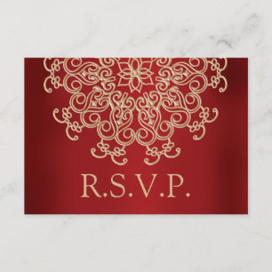 ROTE UND GOLD INDISCHE REAKTION RSVP-KARTE RSVP KARTE