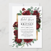 Rote und goldene Flora Rustikales Elegantes Brautp