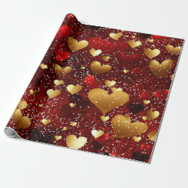 Rote und goldene Herzen Geschenkpapier