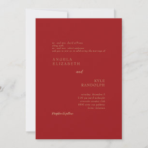 Rote und goldene Hochzeitseinladung Einladung