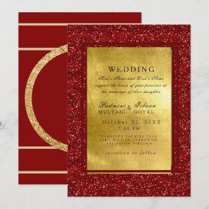 Rote und goldene indische Hochzeitseinladung im in Einladung