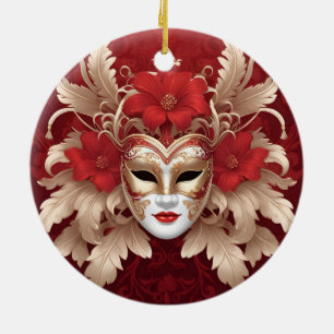 Rote und goldene Maske Keramik Ornament