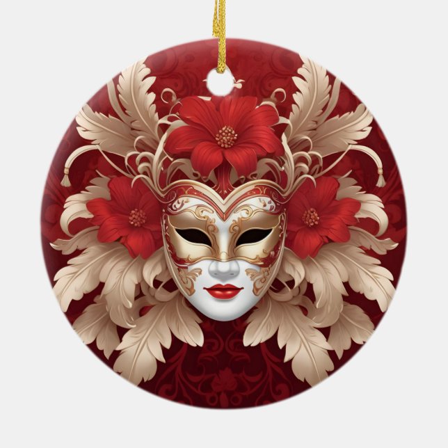 Rote und goldene Maske Keramik Ornament (Hinten)