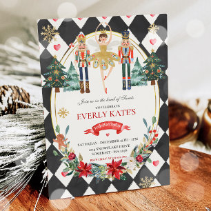 Rote und goldene Nutcracker Birthday Sugum Fairy Einladung