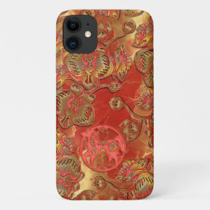 Rote und goldene Orchidee Chinesisches Neujahr Pfe Case-Mate iPhone Hülle