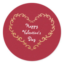 Rote und goldene Ornamentalherz - Aufkleber