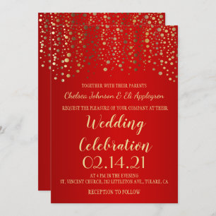 Rote und goldene Punkte Einladung