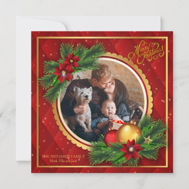 Rote und goldene Raute-Fotokarte (Vorderseite)