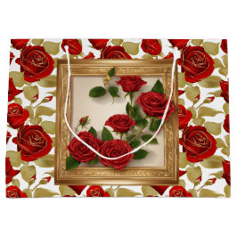 Rote und goldene Rose Große Geschenktüte