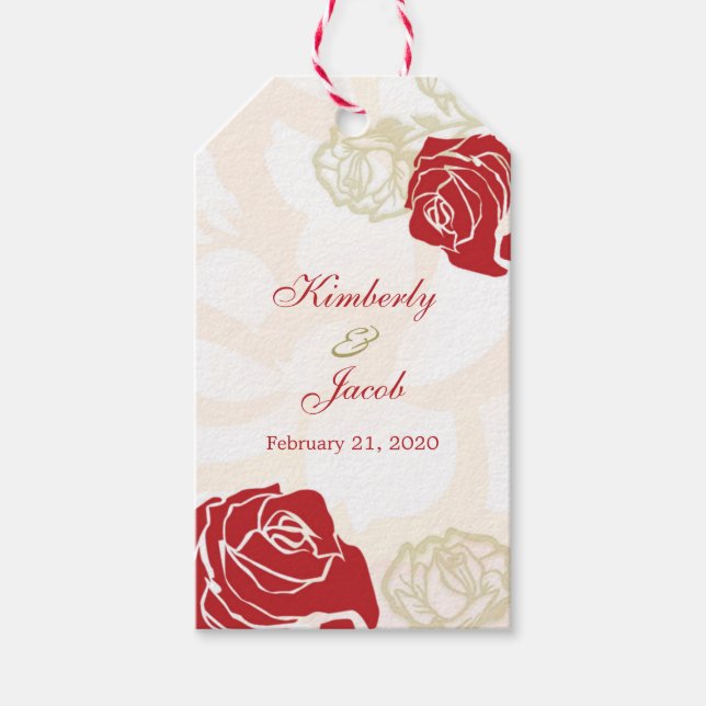 Rote und goldene Rose Hochzeit Danke, dass Sie ein Geschenkanhänger (Vorderseite)