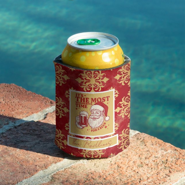 Rote und goldene Schneeflocken Weihnachtsmuster Dosenkühler (In Situ Pool)