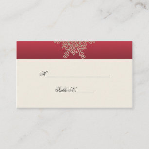 Rote und goldene Snowflake Hochzeiten Platzkarten