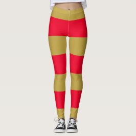 Rote und goldene Streifen Leggings
