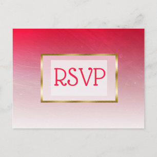 Rote und goldene verblasste Hochzeits-RSVP-Postkar Einladungspostkarte