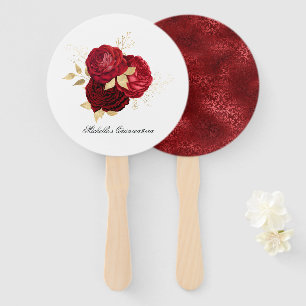 Rote und goldene Vintage-Rosen Fächer