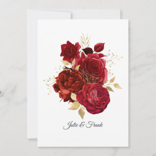 Rote und goldene Vintage-Rosen Hochzeit/Verlobung Ankündigung