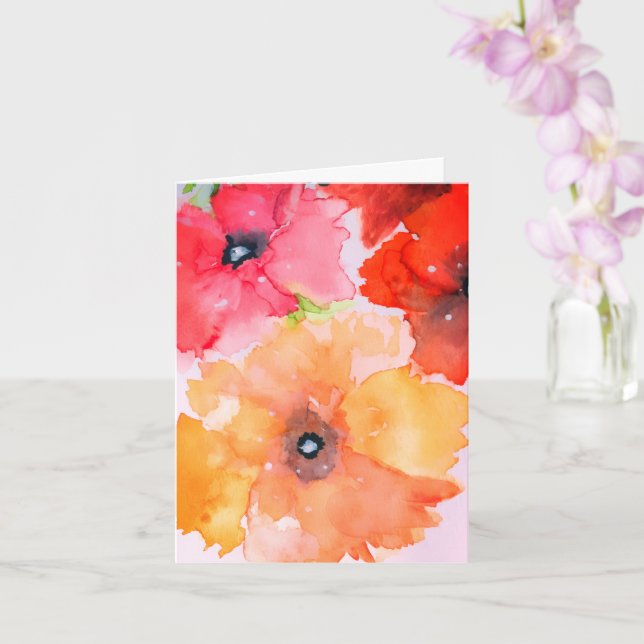 Rote und goldene Wasserfarben Florenz Karte (Orchidee)