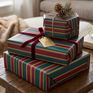 Rote und goldene Weihnachtscreme Geschenkpapier
