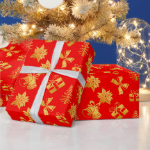 rote und goldene Weihnachtseinwickelpapier-Weihnac