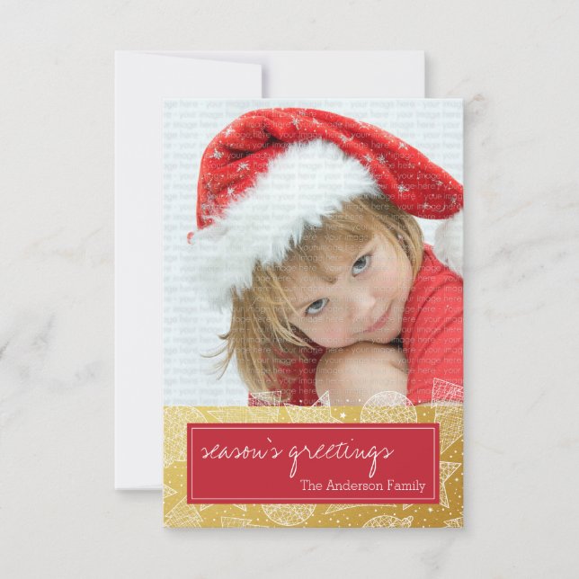Rote und goldene Weihnachtskarte Einladung (Vorderseite)