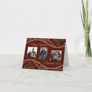 Rote und goldene Weihnachtskarte Feiertagskarte