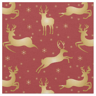 Rote und goldene Weihnachtsrinder Stoff