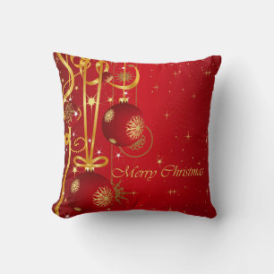 Rote und goldene Weihnachtsschmuck Kissen