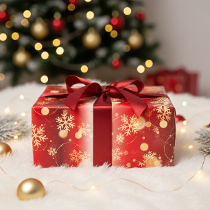 Rote und goldene Weihnachtswunder Geschenkpapier Set