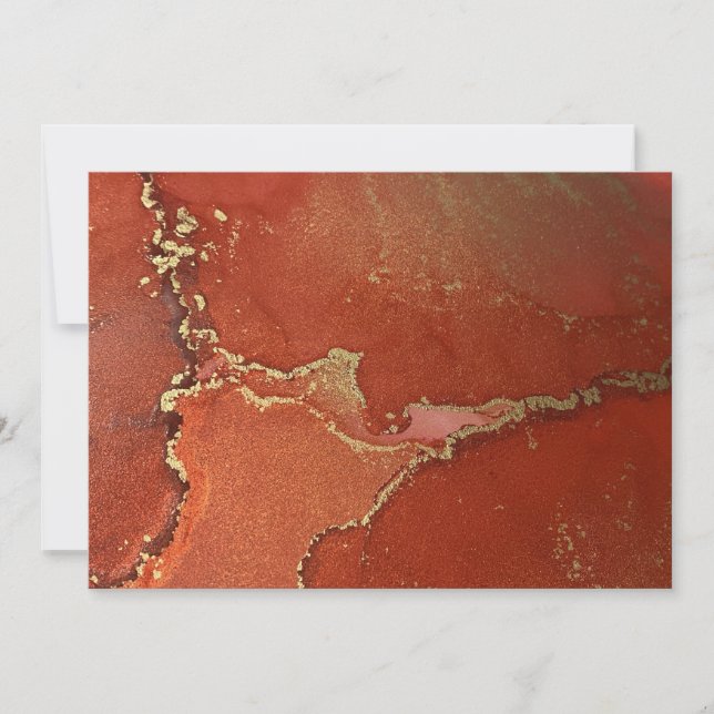 Rote und goldfarbene Alkoholkarte Abstrakte Kunst  Dankeskarte (Vorderseite)