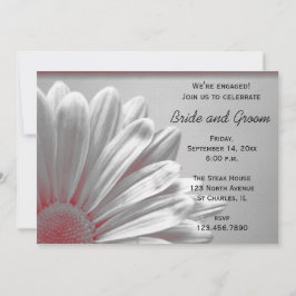 Rote und Graue Blumen Highlights Engagement Party Einladung