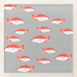 Rote und graue Fische Glasuntersetzer