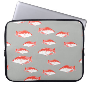 Rote und graue Fische Laptopschutzhülle