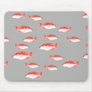 Rote und graue Fische Mousepad