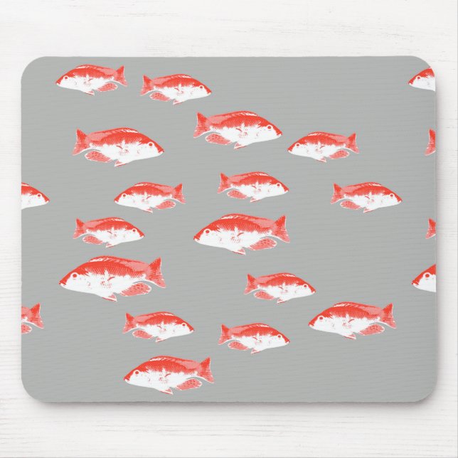 Rote und graue Fische Mousepad (Vorne)