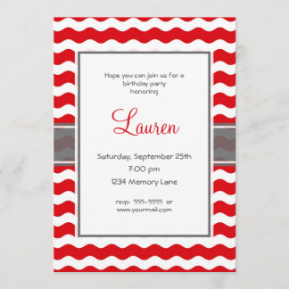 Rote und graue Geburtstags-Einladung Einladung