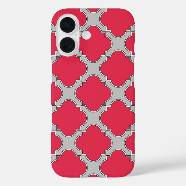 Rote und graue Quatrefolien Case-Mate iPhone Hülle (Rückseite)