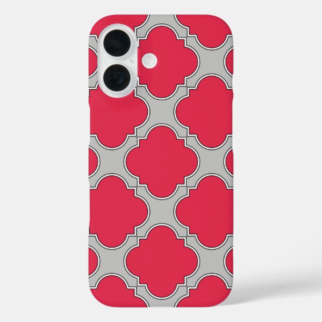 Rote und graue Quatrefolien Case-Mate iPhone Hülle (Rückseite)