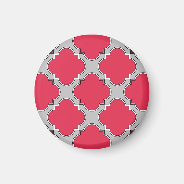 Rote und graue Quatrefolien Magnet (Vorne)
