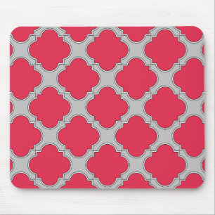 Rote und graue Quatrefolien Mousepad