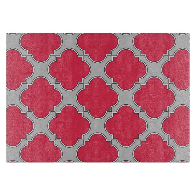 Rote und graue Quatrefolien Schneidebrett (Vorderseite)