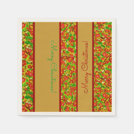 Rote und grüne Abstrakte Blumen - Personalisiert Serviette