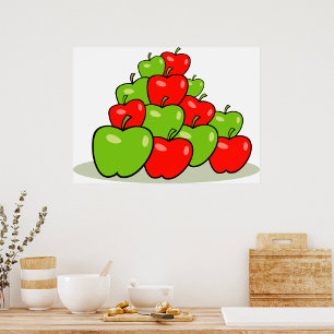 Rote und grüne Äpfel frisches Obststapel Poster