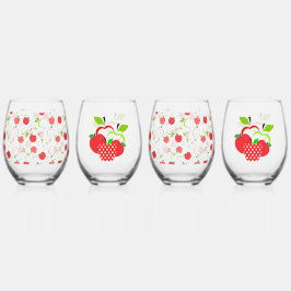 Rote und grüne Äpfel Weinglas Ohne Stiel