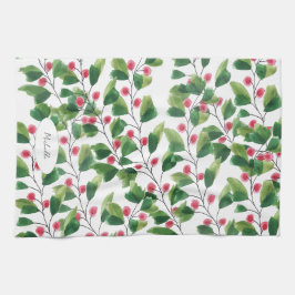 Rote und grüne Berry-Zweige für künstlerische Wass Geschirrtuch