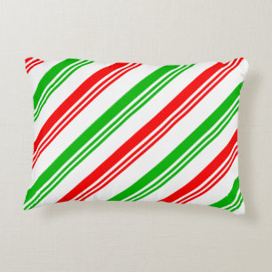 rote und grüne Candy Cane Streifen Dekokissen